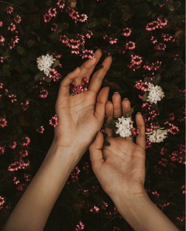 Emosens, designer d'univers olfactif - Mains dans les fleurs